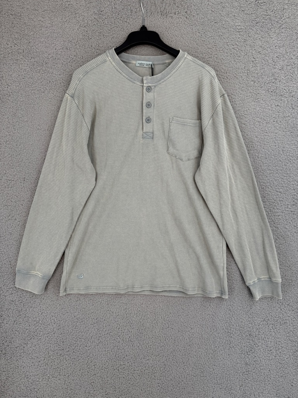 Southern Marsh Men's Medium long sleeve Waffle knit Henley shirt burnt sage